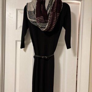 By & By Black Sweater Dress  with belt and scarf-Juniors size small